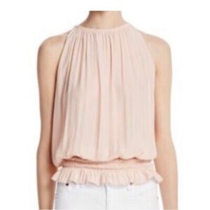 Ramy Brook Sleeveless Lauren High Neck Blouse, Light Pink Blush, Sz Extra Small